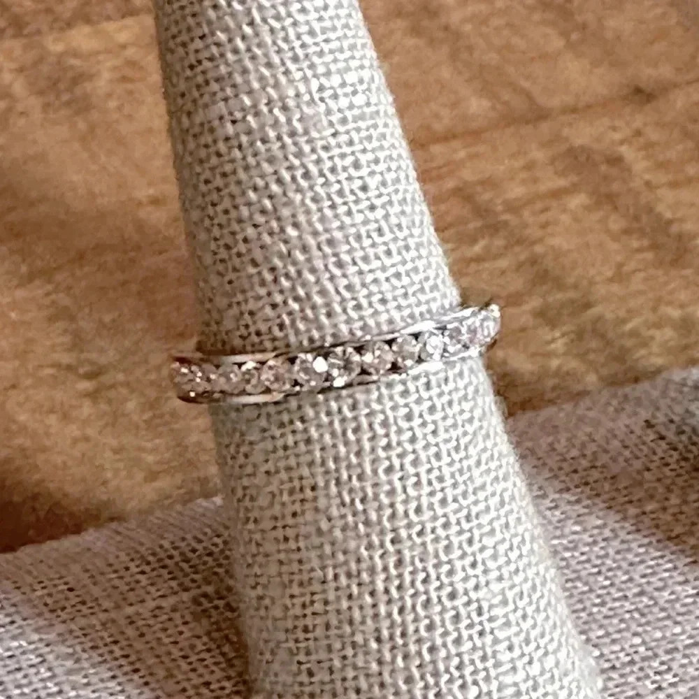 Waterproof CZ Stainless Steel Eternity Band Stack Ring April Birthstone Wedding - Picture 5 of 7